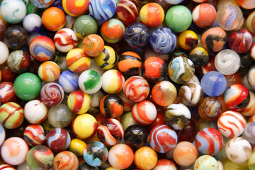 High angle view of marbles