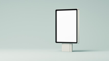 blank 3d mockup of vertical billboard outdoor stand or poster on green background. Background or pattern. 3d rendering
