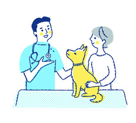 動物病院で受診しているペットと飼い主