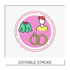  Rings concept line icon. Wedding service, couple exchanging rings. Eternal love and commitment symbol. Wedding. Vector isolated conception metaphor illustration