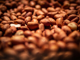 shallow depth of field of roasted groundnuts
