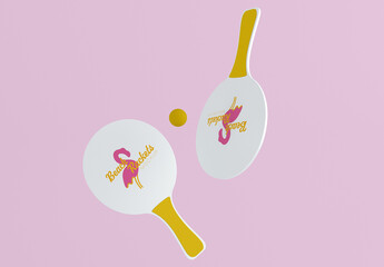 Floating Beach Rackets with Rubber Ball Mockup