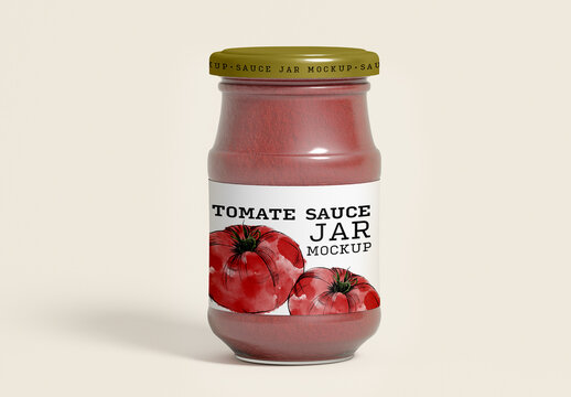 Tomato Pesto Sauce Jar Mockup