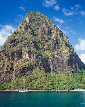Low angle view of a mountain, Petit Piton, Soufriere, St. Lucia