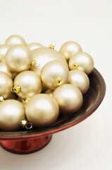 Close-up of Christmas ornaments in a bowl