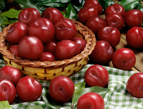 Close-up of plums