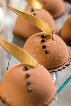 Close-up of fluffy chocolate desserts