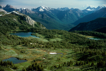 Aerial view of a mountain range