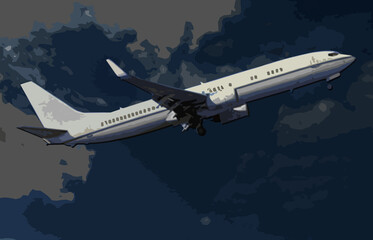 Illustration of an Airplane with Background AI (EPS) y JPEG