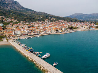 Aerial drone view of beautiful  astakos town in Aitoloakarnania Greece