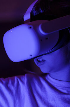 A child using VR headset close-up
