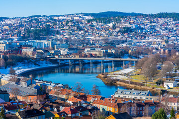 Fototapeta premium Aerial view of the Trondheim, the third most populous municipality in Norway