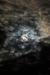 Naklejka na ściany i meble moon rising in the clouds over lake Ontario