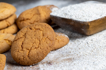 several round light cookies after cooking
