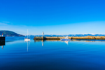 Entrance to Trondheim Harbour and view of Trondheim fjord (Trondheimsfjorden), an inlet of the Norwegian Sea, Norway