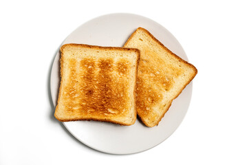 Two Slices of Toast Bread on a white background