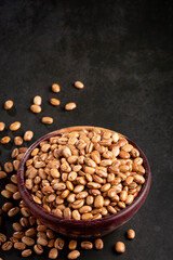 Raw pinto beans on the table.