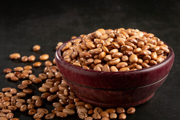 Raw pinto beans on the table.