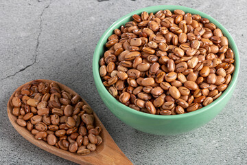 Raw pinto beans on the table.