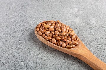 Raw pinto beans on the table.