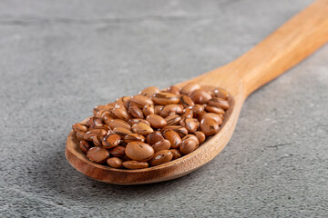 Raw pinto beans on the table.