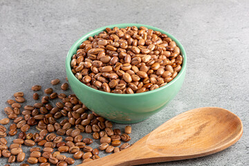 Raw pinto beans on the table.
