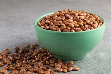 Raw pinto beans on the table.