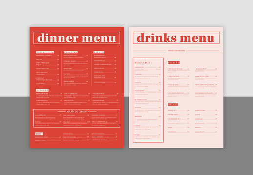 Menu Layout with Orange and Tan Accents