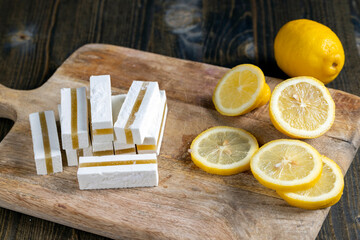 sweet Turkish delight with lemon flavor