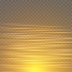 Laser beams with the effect of sunrise, special effect light shining on a transparent background