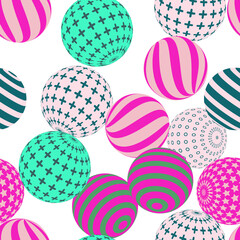 Retro 3d illustration of abstract balls, great design for any purpose. Modern poster for cover design. Vector seamless technology background. Background wall design.