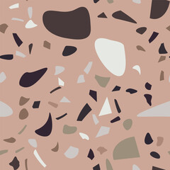 Rustic terrazzo flooring vector seamless for banner design.  Graphic modern pattern.  Vector illustration.