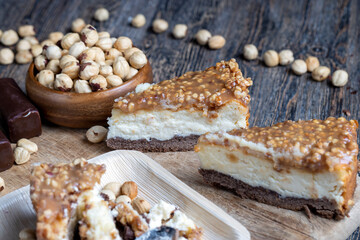 sweet and delicious cake with nuts and caramel