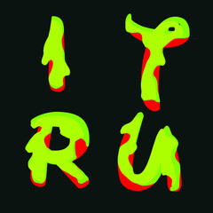 alphabet letter capitals initials a l c v dripping slime blood liquid font writing style water