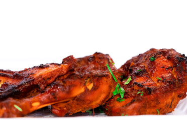 Fried Chicken Tandoori In White Background