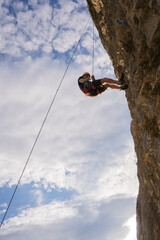 Senior fit guy climbing the hill