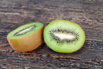 sweet and sour halves of green kiwi fruit during cooking
