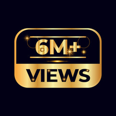 6M or 6 million followers thank you 3d word on white background. 3d illustration for Social Network