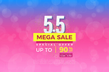 5 5 sale background with number illustration and big discount.