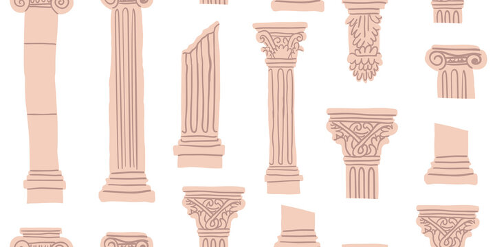 colonnade. stencil. vector seamless pattern with antique greek columns