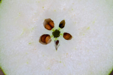 pear cut into pieces and slices during cooking