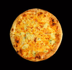 fresh pizza on black background