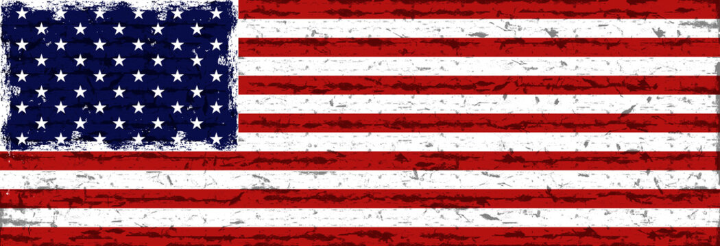 USA American flag in retro style. 