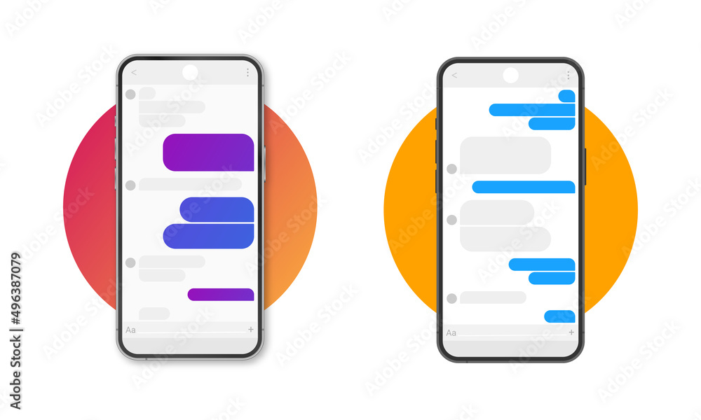 Aufkleber mobile modern messenger smartphone screen. real and flat template smartphone device app for chatting