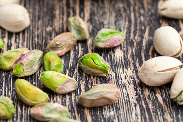 pistachio nuts ready and fried in salt for taste