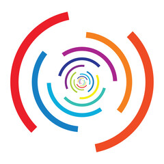 Concentric, radial lines, circles icon. Segmented circle shape. Spiral, swirl, twirl and twist design element