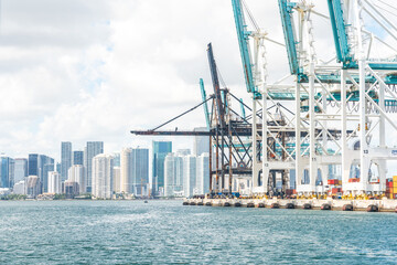 The Port of Miami is the major port in USA - obrazy, fototapety, plakaty