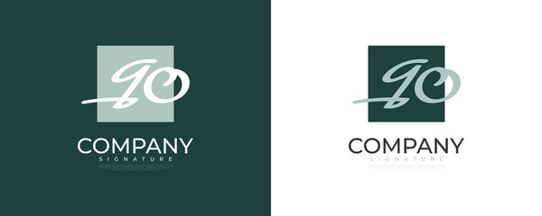 Obraz premium Initial G and O Logo Design in Elegant and Minimalist Handwriting Style. GO Signature Logo or Symbol for Wedding, Fashion, Jewelry, Boutique, and Business Identity