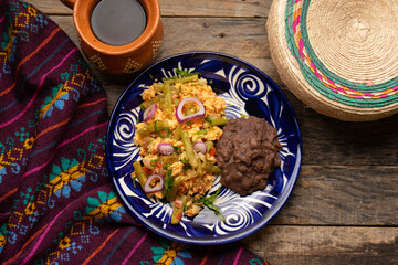 Scrambled eggs with green beans. Mexican food