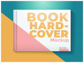 Horizontal hard cover book mockup